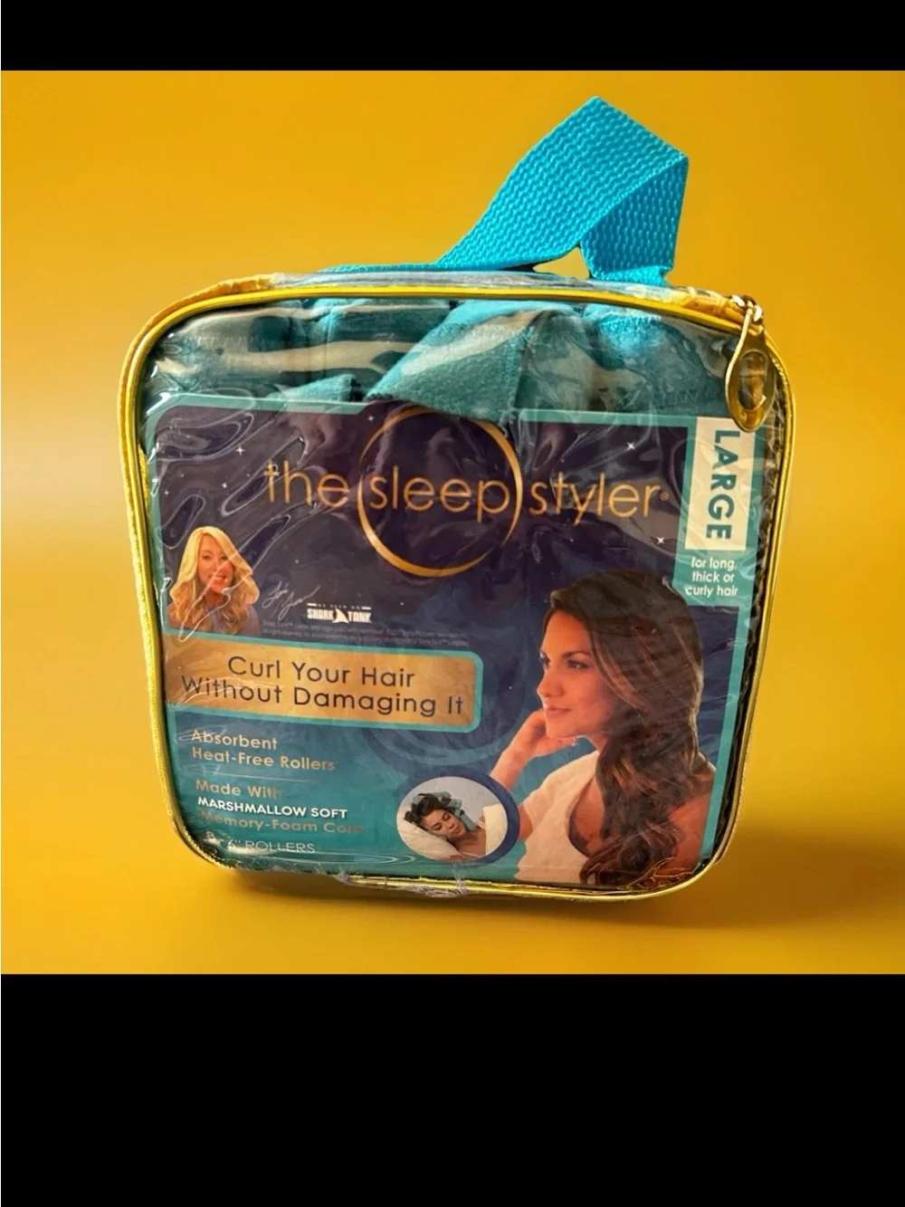 The Sleep Styler Large Heat-Free Hair Rollers 6in Blue, 8-Pack Memory Foam